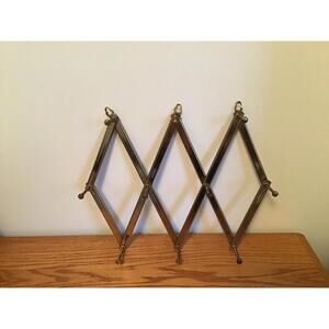Vintage Metal Accordion Expandable 10 Hook Wall Mount Coat Rack MCM mid century